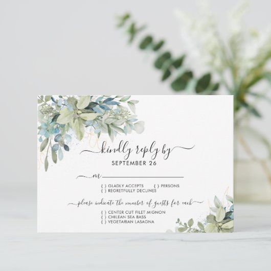 Mariage élégant Eucalyptus verdure RSVP (Debout devant)