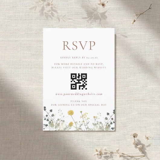 Mariage Élégant Fleur Sauvage Code QR RSVP