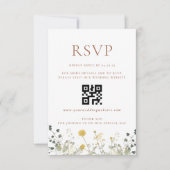 Mariage Élégant Fleur Sauvage Code QR RSVP (Devant)