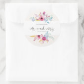 Mariage Élégant Floral M & Mme | Autocollant (Sac)
