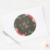 Mariage Élégant Floral M & Mme | Autocollant (Enveloppe)