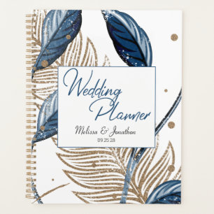 Mariage Élégant Floral Moderne Or Bleu