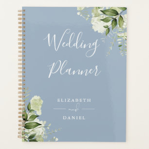 Mariage Élégant Floral Verdure Bleu Poussiéreux