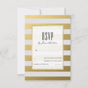 Mariage élégant Gold & White Stripes RSVP