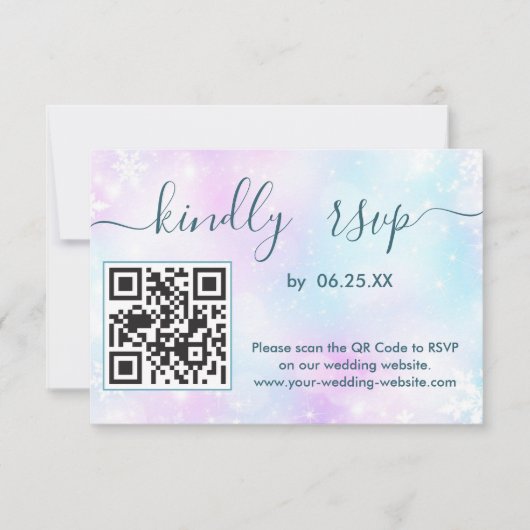 Mariage élégant hiver RSVP en ligne avec QR Code (Devant)