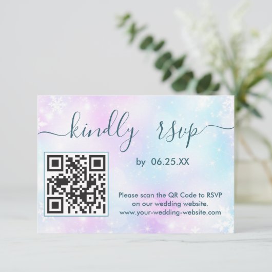Mariage élégant hiver RSVP en ligne avec QR Code (Debout devant)