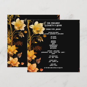 Mariage élégant Invitations florales noir et or