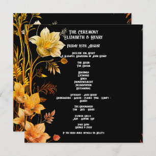 Mariage élégant Invitations florales noir et or