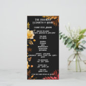 Mariage élégant Invitations florales noir et or (Debout devant)