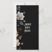 Mariage élégant Invitations florales noir et or (Dos)