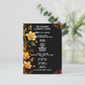 Mariage élégant Invitations florales noir et or (Debout devant)