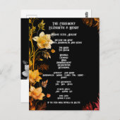 Mariage élégant Invitations florales noir et or (Devant / Derrière)