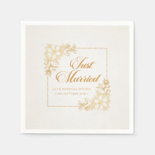 Mariage Elégant Juste Marié   Serviette en papier