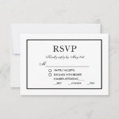 Mariage élégant moderne noir & blanc RSVP M (Devant)