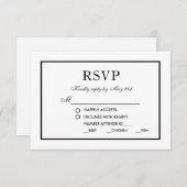 Mariage élégant moderne noir & blanc RSVP M (Devant / Derrière)
