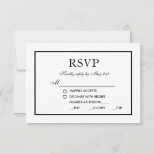 Mariage élégant moderne noir & blanc RSVP M