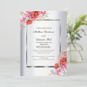 Mariage élégant moderne Red Roses Invitation (Debout devant)