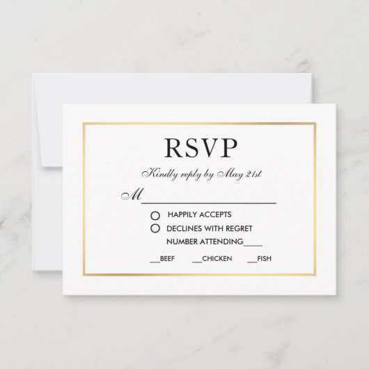 Mariage élégant moderne RSVP Black White Card MB (Devant)