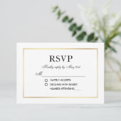 Mariage élégant moderne RSVP Black White Card S (Debout devant)