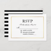 Mariage élégant moderne RSVP Black White Card S (Devant / Derrière)