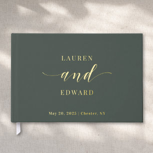 Mariage Élégant Moderne Vert Sauge Foncé et Or