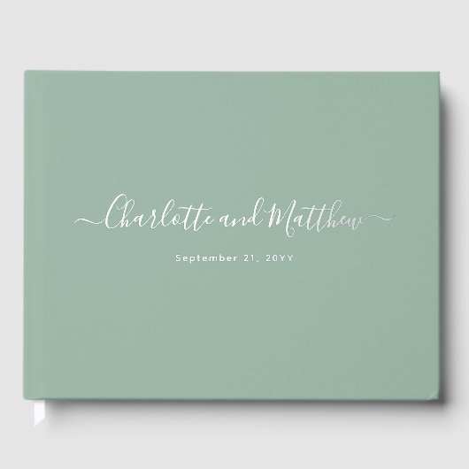 Mariage Élégant Moderne Vert Sauge Personnalisé (Recto)