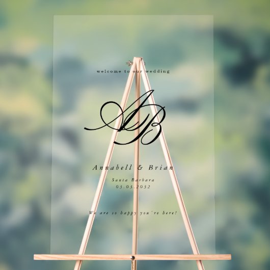 Mariage élégant monogramme blanc (Neutre)