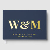 Mariage élégant monogramme bleu marine (Recto)
