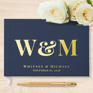 Mariage élégant monogramme bleu marine