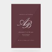 Mariage Élégant Monogramme Bordeaux (Recto)
