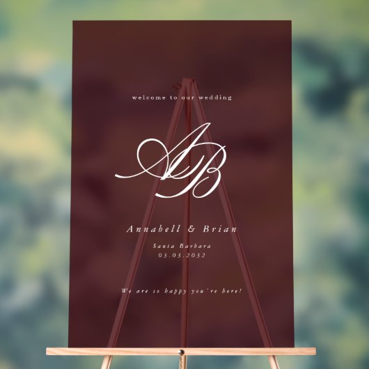 Mariage Élégant Monogramme Bordeaux (Neutre)