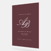 Mariage Élégant Monogramme Bordeaux (Angle)