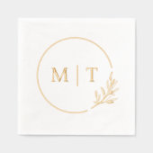 Mariage élégant Monogramme Feuilles de verdure (Recto)