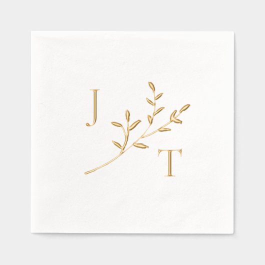 Mariage élégant Monogramme Feuilles de verdure (Recto)