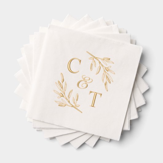 Mariage élégant Monogramme Feuilles de verdure (Insitu (empilé))