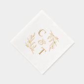 Mariage élégant Monogramme Feuilles de verdure (Droite)