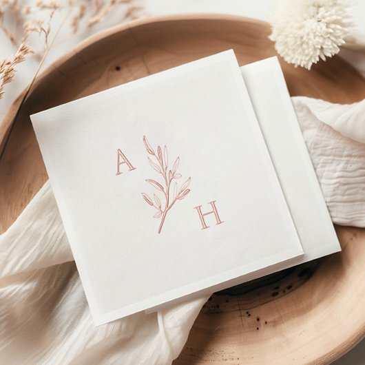 Mariage élégant Monogramme Feuilles de verdure