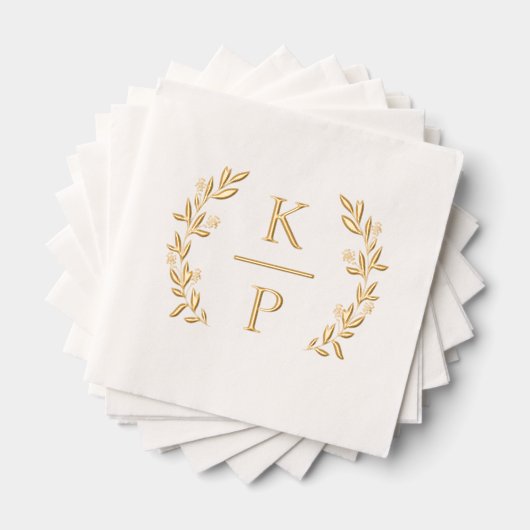 Mariage élégant Monogramme Laurel Branche verte (Insitu (empilé))