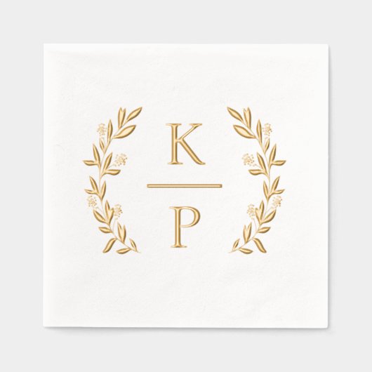 Mariage élégant Monogramme Laurel Branche verte (Recto)