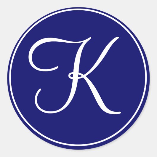 Mariage élégant Monogramme Marine Étiquettes blanc (Devant)