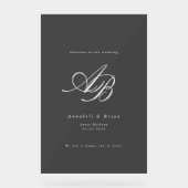 Mariage Élégant Monogramme Noir (Recto)