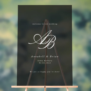 Mariage Élégant Monogramme Noir