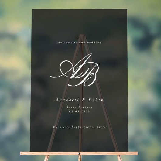 Mariage Élégant Monogramme Noir (Neutre)