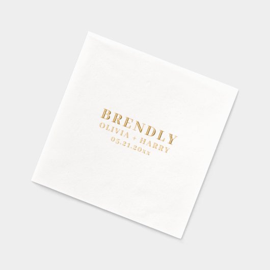 Mariage Elegant Monogramme Noms Gold Foil Napkin (Gauche)