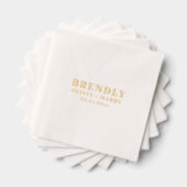 Mariage Elegant Monogramme Noms Gold Foil Napkin (Insitu (empilé))