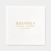 Mariage Elegant Monogramme Noms Gold Foil Napkin (Recto)
