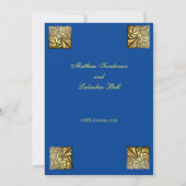 Mariage élégant or bleu Invitation (Dos)