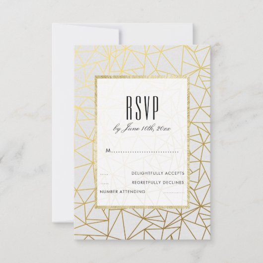 Mariage élégant or et blanc RSVP (Devant)
