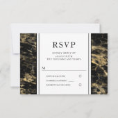 Mariage Elégant Or Et Marbre Noir RSVP (Devant)