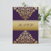 mariage élégant or violet RSVP Standard 3,5 x 5 (Debout devant)